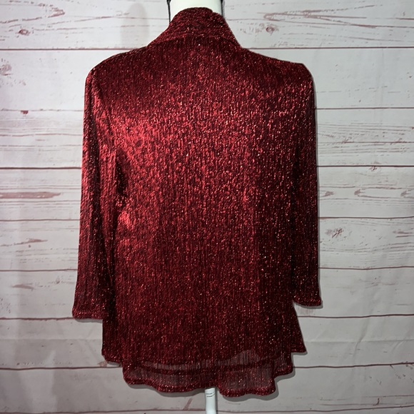 R&M Richards discocore red glitter twin set with shoulder pads Sz women’s small - Picture 3 of 7